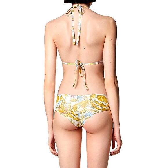 VERSACE Women's Eggshell Multicolor Baroque Print Bikini Top Size 3 Medium - Picture 2 of 14